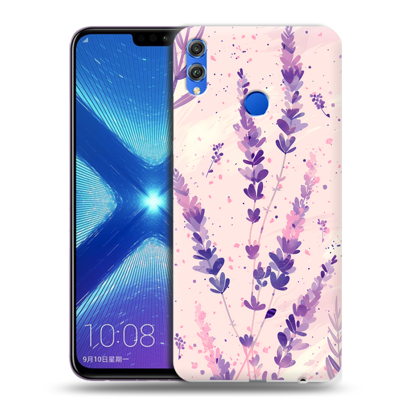 Силиконовый чехол на Huawei Honor 8X с принтом цветы лаванда Силиконовый чехол на Huawei Honor 8X с принтом цветы лаванда