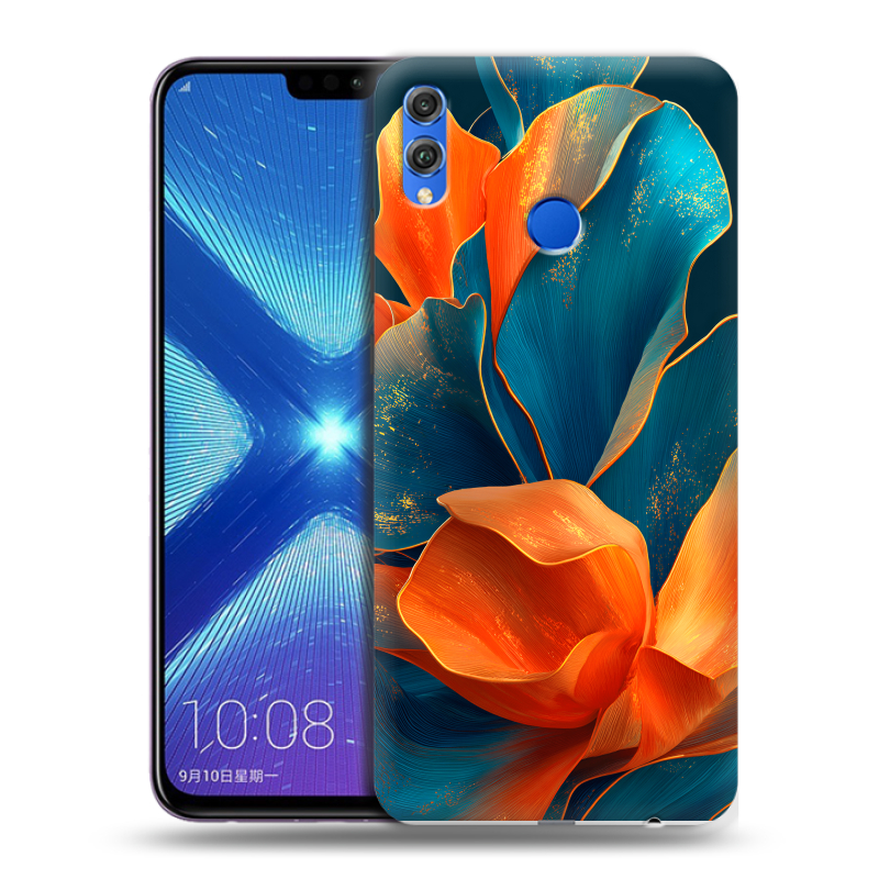 Силиконовый противоударный чехол на Huawei Honor 8X с принтом Цветы Силиконовый противоударный чехол на Huawei Honor 8X с принтом Цветы