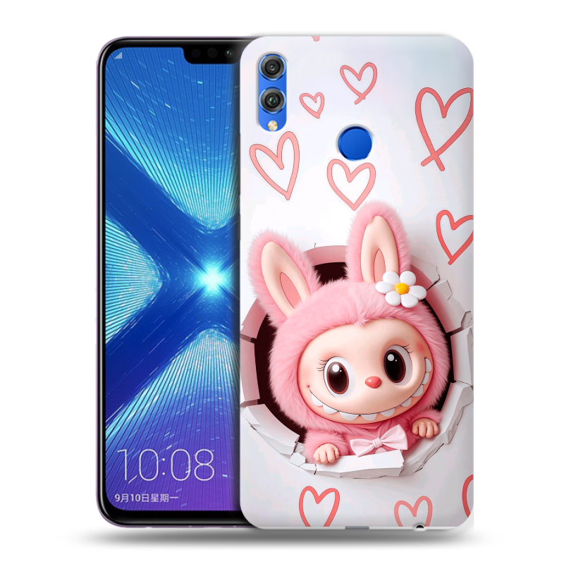 Силиконовый противоударный чехол на Huawei Honor 8X с принтом Labubu Лабубу Силиконовый противоударный чехол на Huawei Honor 8X с принтом Labubu Лабубу