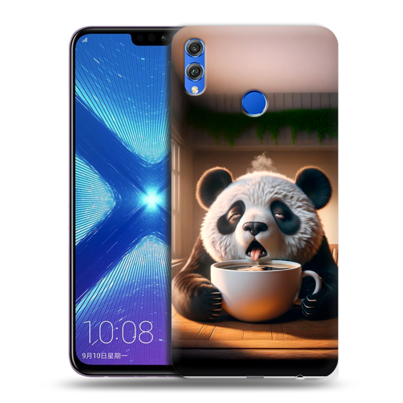 Силиконовый противоударный чехол на Huawei Honor 8X с принтом смешная панда Силиконовый противоударный чехол на Huawei Honor 8X с принтом смешная панда