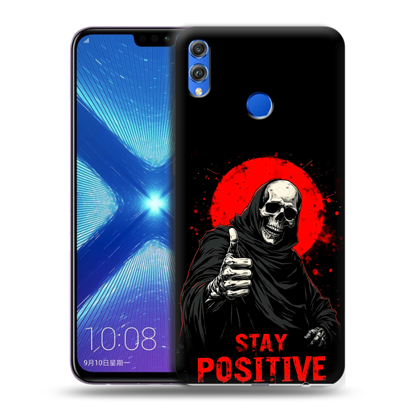 Силиконовый противоударный чехол на Huawei Honor 8X с принтом смешной скелет Силиконовый противоударный чехол на Huawei Honor 8X с принтом смешной скелет