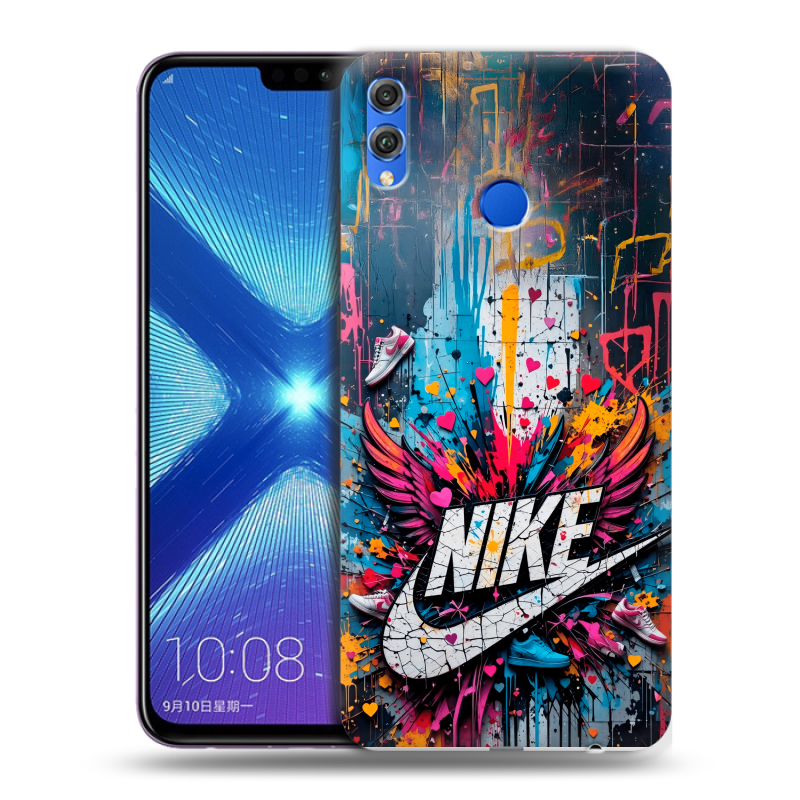 Силиконовый противоударный чехол на Huawei Honor 8X с принтом Nike Найк Силиконовый противоударный чехол на Huawei Honor 8X с принтом Nike Найк