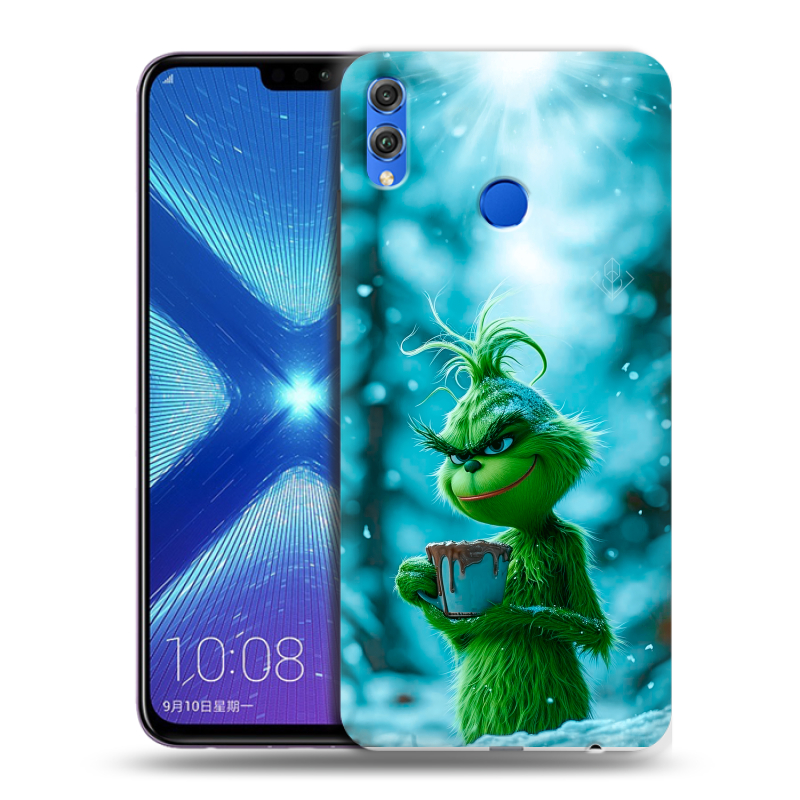 Силиконовый чехол на Huawei Honor 8X с принтом Новый год гринч Силиконовый чехол на Huawei Honor 8X с принтом Новый год гринч