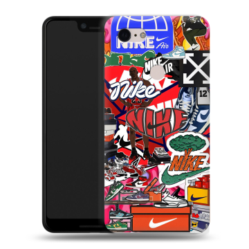 Силиконовый чехол на Google Pixel 3 XL с принтом Найк Nike яркий Силиконовый чехол на Google Pixel 3 XL с принтом Найк Nike яркий