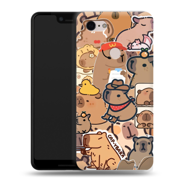 Силиконовый чехол на Google Pixel 3 XL с принтом капибара Силиконовый чехол на Google Pixel 3 XL с принтом капибара
