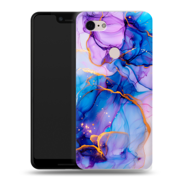 Силиконовый чехол на Google Pixel 3 XL с принтом синий мрамор