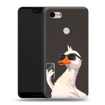 Силиконовый чехол на Google Pixel 3 XL с принтом утка в очках Силиконовый чехол на Google Pixel 3 XL с принтом утка в очках
