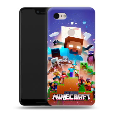 Силиконовый чехол на Google Pixel 3 XL с принтом Майнкрафт Minecraft Силиконовый чехол на Google Pixel 3 XL с принтом Майнкрафт Minecraft