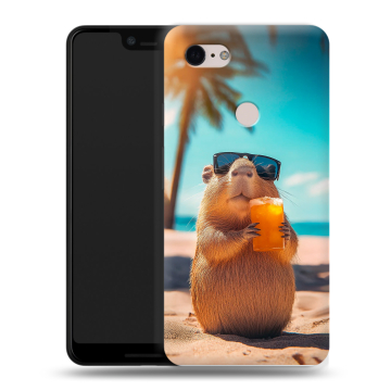 Силиконовый чехол на Google Pixel 3 XL с принтом Капибара Силиконовый чехол на Google Pixel 3 XL с принтом Капибара