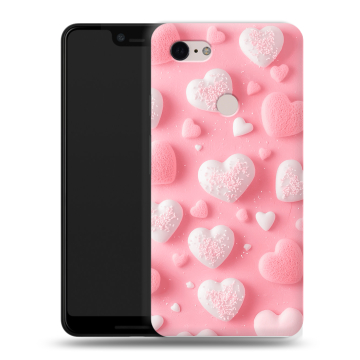 Силиконовый чехол на Google Pixel 3 XL с принтом Сердечки