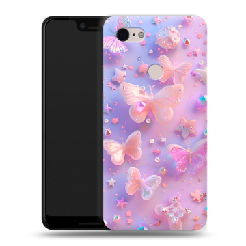 Силиконовый чехол на Google Pixel 3 XL с принтом Бабочки Силиконовый чехол на Google Pixel 3 XL с принтом Бабочки