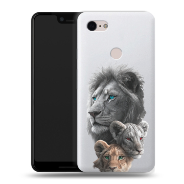 Силиконовый чехол на Google Pixel 3 XL с принтом Львы