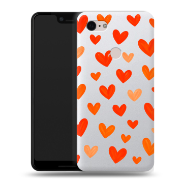 Силиконовый чехол на Google Pixel 3 XL с принтом Сердечки
