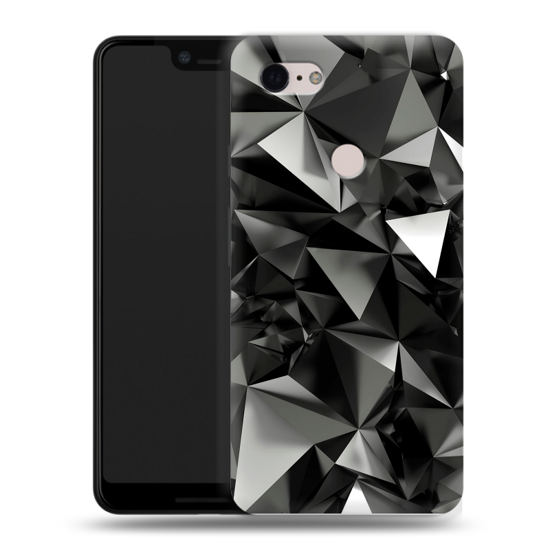 Пластиковый чехол на Google Pixel 3 XL с принтом Черные кристаллы Пластиковый чехол на Google Pixel 3 XL с принтом Черные кристаллы