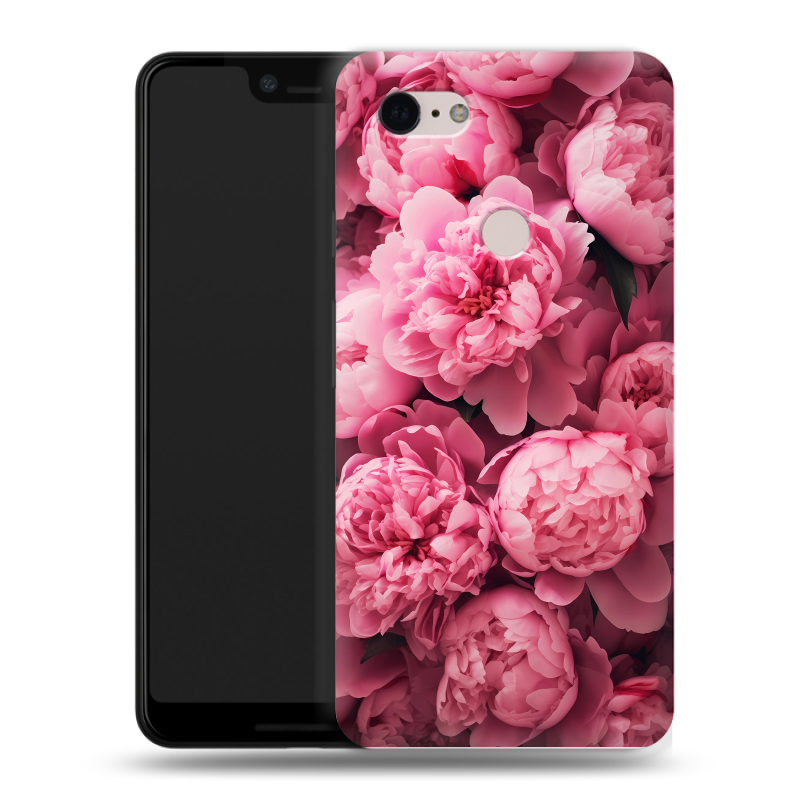 Силиконовый чехол на Google Pixel 3 XL с принтом цветы пионы Силиконовый чехол на Google Pixel 3 XL с принтом цветы пионы