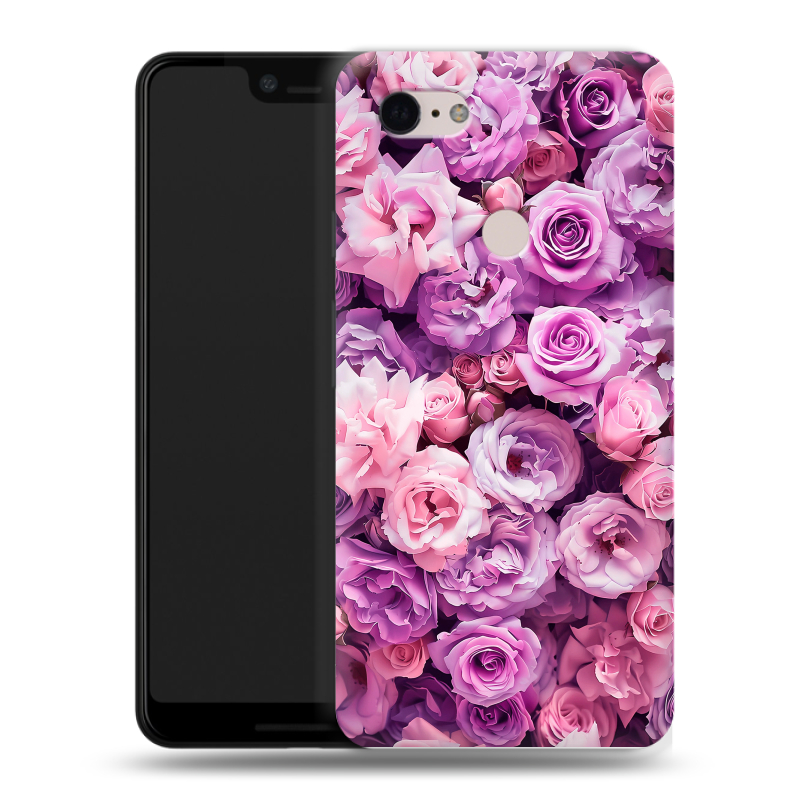 Пластиковый чехол на Google Pixel 3 XL с принтом лавандовые розы Пластиковый чехол на Google Pixel 3 XL с принтом лавандовые розы