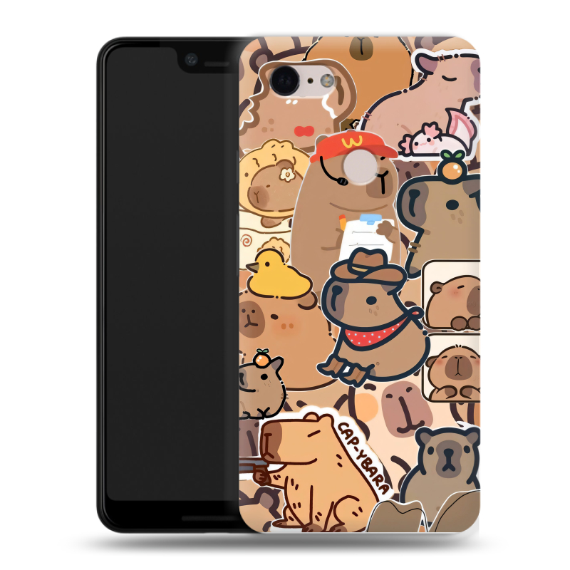 Пластиковый чехол на Google Pixel 3 XL с принтом капибара Пластиковый чехол на Google Pixel 3 XL с принтом капибара