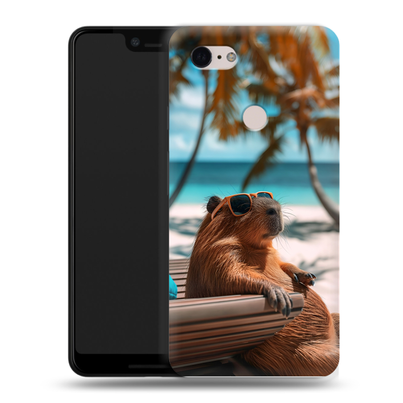 Пластиковый чехол на Google Pixel 3 XL с принтом Капибара Пластиковый чехол на Google Pixel 3 XL с принтом Капибара