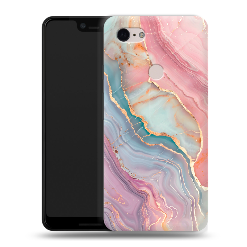 Силиконовый чехол на Google Pixel 3 XL с принтом розовый мрамор Силиконовый чехол на Google Pixel 3 XL с принтом розовый мрамор
