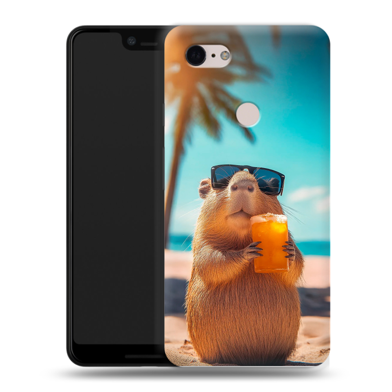 Пластиковый чехол на Google Pixel 3 XL с принтом Капибара Пластиковый чехол на Google Pixel 3 XL с принтом Капибара