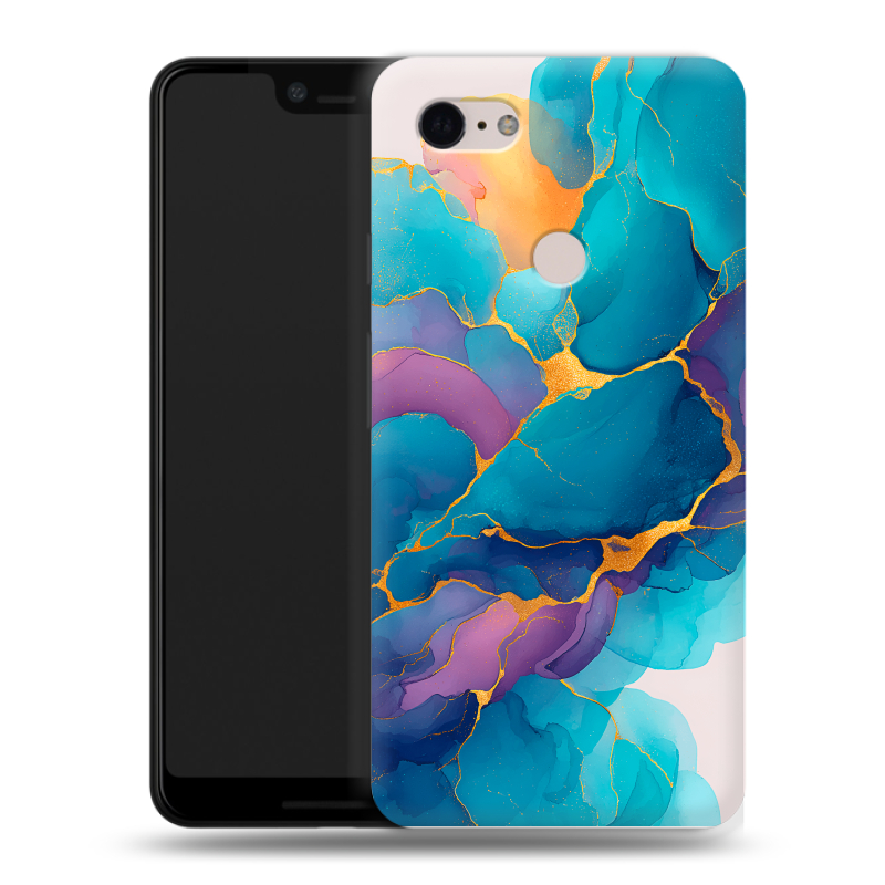 Силиконовый чехол на Google Pixel 3 XL с принтом Мрамор блестки Силиконовый чехол на Google Pixel 3 XL с принтом Мрамор блестки