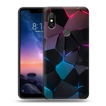 Силиконовый чехол на Xiaomi RedMi Note 6 Pro с принтом Геометрия неона Силиконовый чехол на Xiaomi RedMi Note 6 Pro с принтом Геометрия неона
