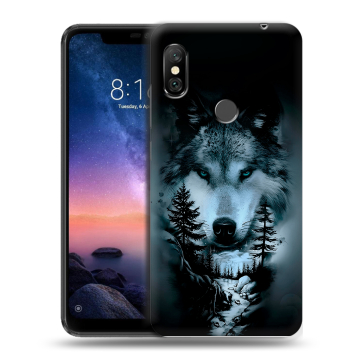 Силиконовый чехол на Xiaomi RedMi Note 6 Pro с принтом Лесной волк