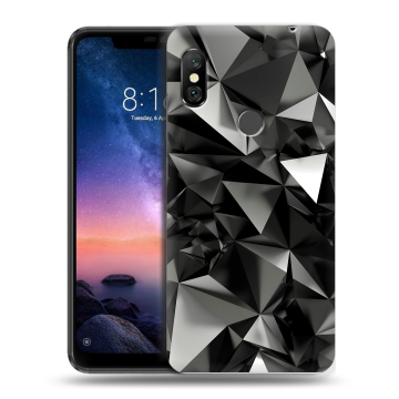 Силиконовый чехол на Xiaomi RedMi Note 6 Pro с принтом Черные кристаллы Силиконовый чехол на Xiaomi RedMi Note 6 Pro с принтом Черные кристаллы