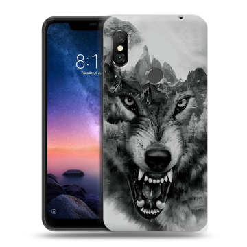 Силиконовый чехол на Xiaomi RedMi Note 6 Pro с принтом Волк Силиконовый чехол на Xiaomi RedMi Note 6 Pro с принтом Волк