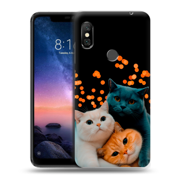 Силиконовый чехол на Xiaomi RedMi Note 6 Pro с принтом Кошки Силиконовый чехол на Xiaomi RedMi Note 6 Pro с принтом Кошки
