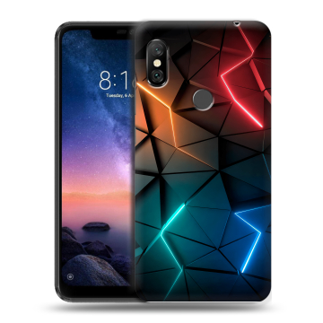 Силиконовый чехол на Xiaomi RedMi Note 6 Pro с принтом Абстракция неон