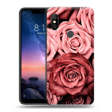 Силиконовый чехол на Xiaomi RedMi Note 6 Pro с принтом Цветы розы Силиконовый чехол на Xiaomi RedMi Note 6 Pro с принтом Цветы розы