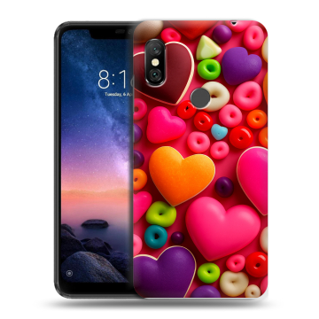 Силиконовый чехол на Xiaomi RedMi Note 6 Pro с принтом Сердечки