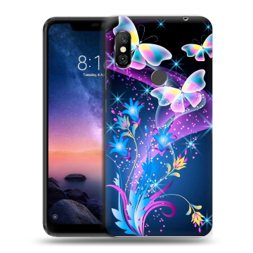 Силиконовый чехол на Xiaomi RedMi Note 6 Pro с принтом Бабочки