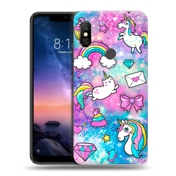 Силиконовый чехол на Xiaomi RedMi Note 6 Pro с принтом Единороги