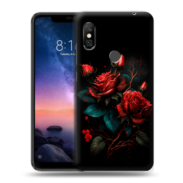 Силиконовый чехол на Xiaomi RedMi Note 6 Pro с принтом Розы красные Силиконовый чехол на Xiaomi RedMi Note 6 Pro с принтом Розы красные