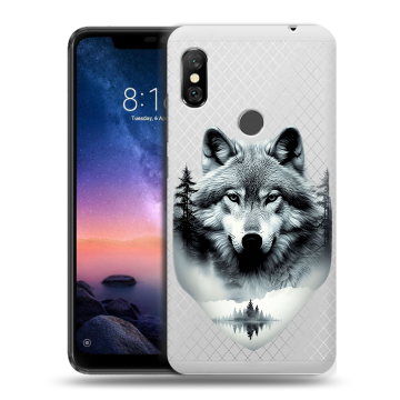 Силиконовый чехол на Xiaomi RedMi Note 6 Pro с принтом Волк в лесу