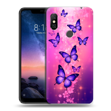 Силиконовый чехол на Xiaomi RedMi Note 6 Pro с принтом Бабочки