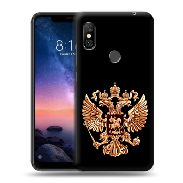 Силиконовый чехол на Xiaomi RedMi Note 6 Pro с принтом Герб России золотой