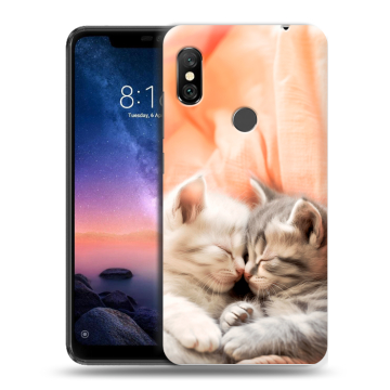 Силиконовый чехол на Xiaomi RedMi Note 6 Pro с принтом Котята Силиконовый чехол на Xiaomi RedMi Note 6 Pro с принтом Котята
