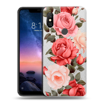 Силиконовый чехол на Xiaomi RedMi Note 6 Pro с принтом Розы