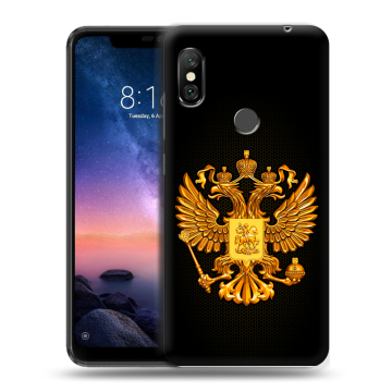 Силиконовый чехол на Xiaomi RedMi Note 6 Pro с принтом Герб России желтый Силиконовый чехол на Xiaomi RedMi Note 6 Pro с принтом Герб России желтый
