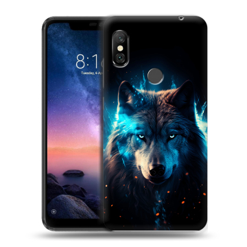 Силиконовый чехол на Xiaomi RedMi Note 6 Pro с принтом Волк ночной