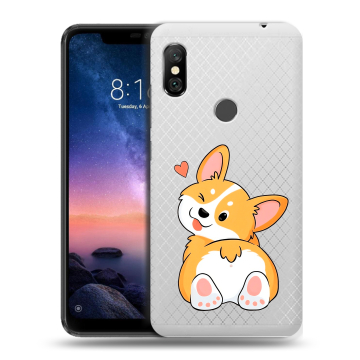 Силиконовый чехол на Xiaomi RedMi Note 6 Pro с принтом Корги