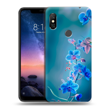 Силиконовый чехол на Xiaomi RedMi Note 6 Pro с принтом Голубые цветы