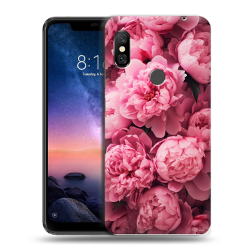 Силиконовый чехол на Xiaomi RedMi Note 6 Pro с принтом цветы пионы