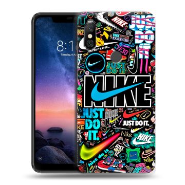 Силиконовый чехол на Xiaomi RedMi Note 6 Pro с принтом найк nike черный