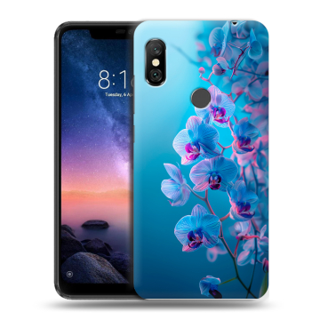 Силиконовый чехол на Xiaomi RedMi Note 6 Pro с принтом голубые орхидеи