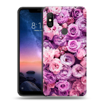 Силиконовый чехол на Xiaomi RedMi Note 6 Pro с принтом лавандовые розы