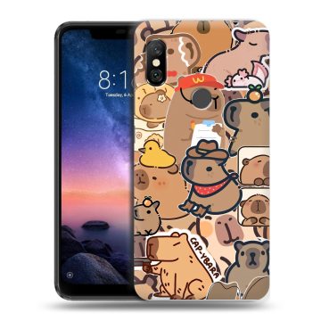 Силиконовый чехол на Xiaomi RedMi Note 6 Pro с принтом капибара Силиконовый чехол на Xiaomi RedMi Note 6 Pro с принтом капибара